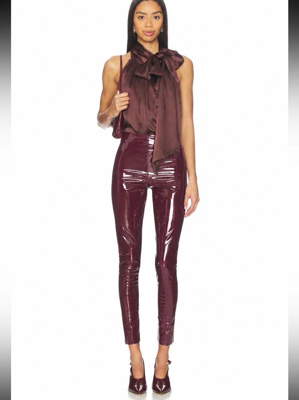 Commando Faux Leather Patent Leggings Women’s Medium Burgundy Revolve T